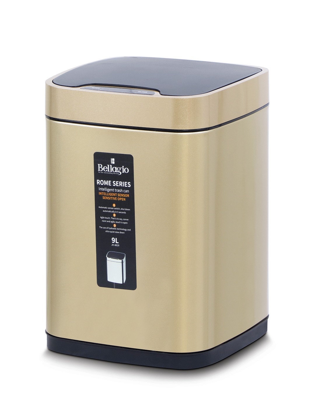Bellagio Champagne Gold 9L Sensor 410High-Quality Stainless Steel Intelligent Trash Can/DustBin