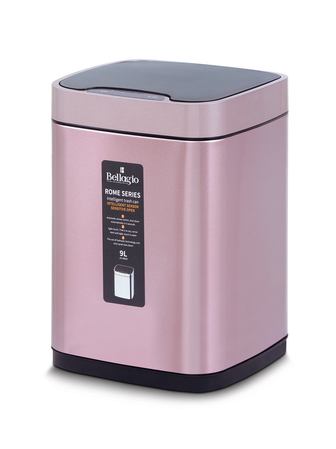 Bellagio Rose Gold 9L Sensor 410High-Quality Stainless Steel Intelligent Trash Can/DustBin