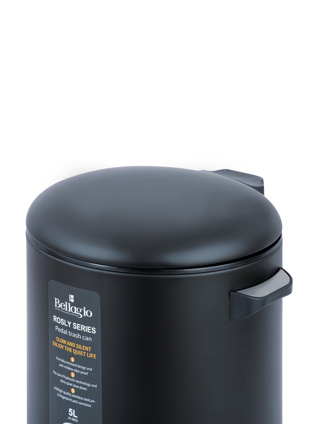 Bellagio Black 3L Dustbin 410High-Quality Stainless Steel Pedal Trash Can/DustBin With Plastic Bucket