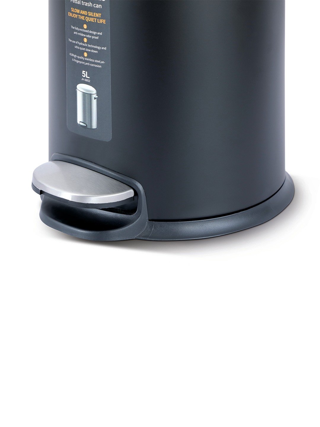 Bellagio Black 3L Dustbin 410High-Quality Stainless Steel Pedal Trash Can/DustBin With Plastic Bucket