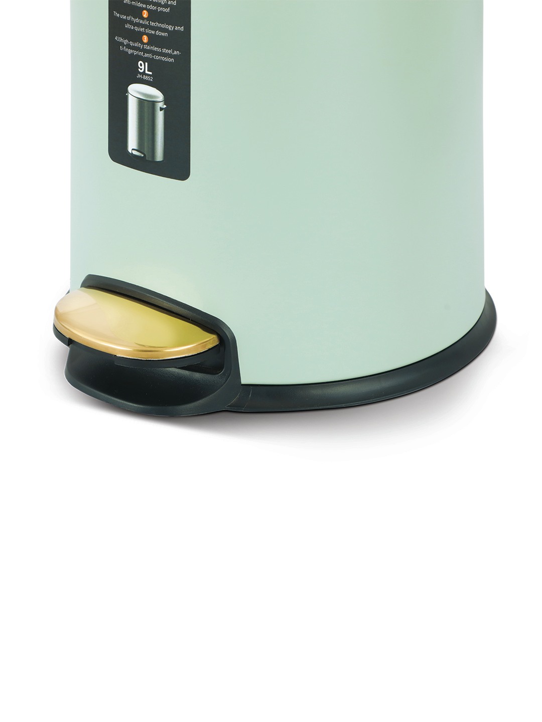Bellagio Matcha Green 9L Dustbin 410High-Quality Stainless Steel Pedal Trash Can/DustBin With Plastic Bucket