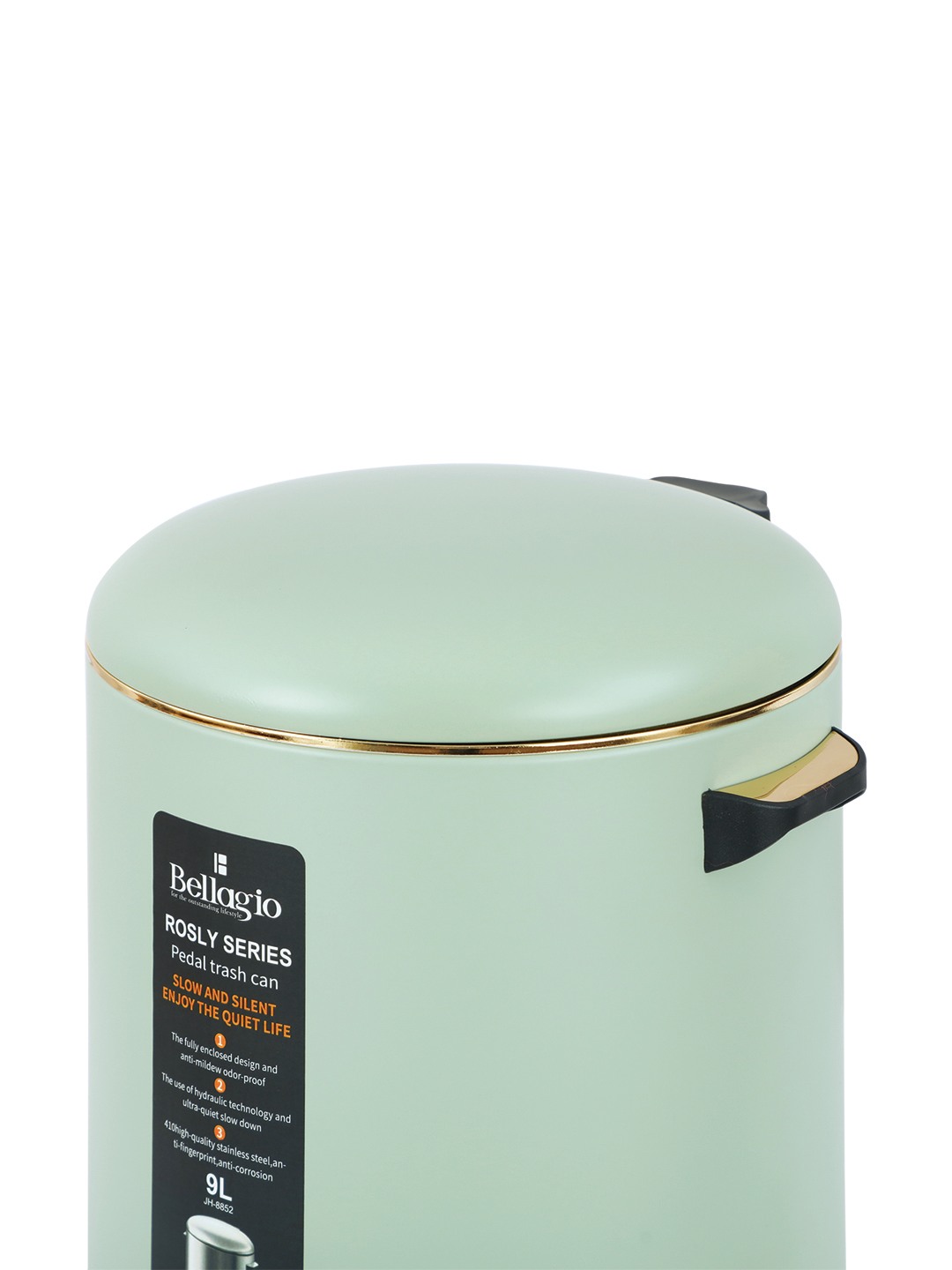 Bellagio Matcha Green 9L Dustbin 410High-Quality Stainless Steel Pedal Trash Can/DustBin With Plastic Bucket