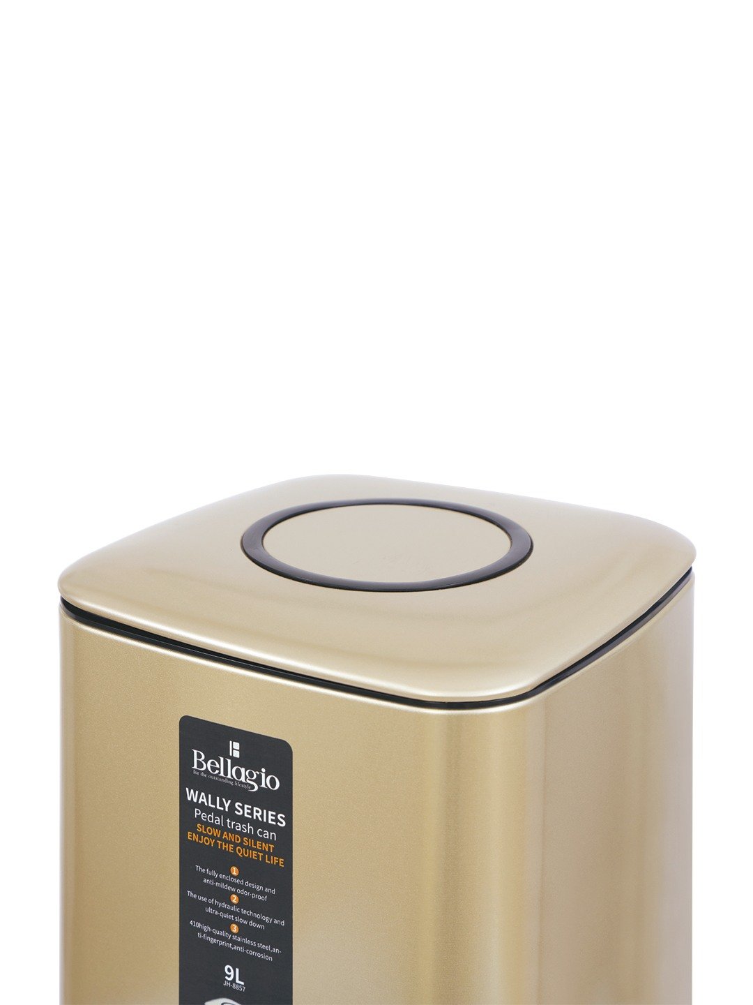 Bellagio Champagne Gold 9L Dustbin 410High-Quality Stainless Steel Pedal Trash Can/DustBin With Plastic Bucket