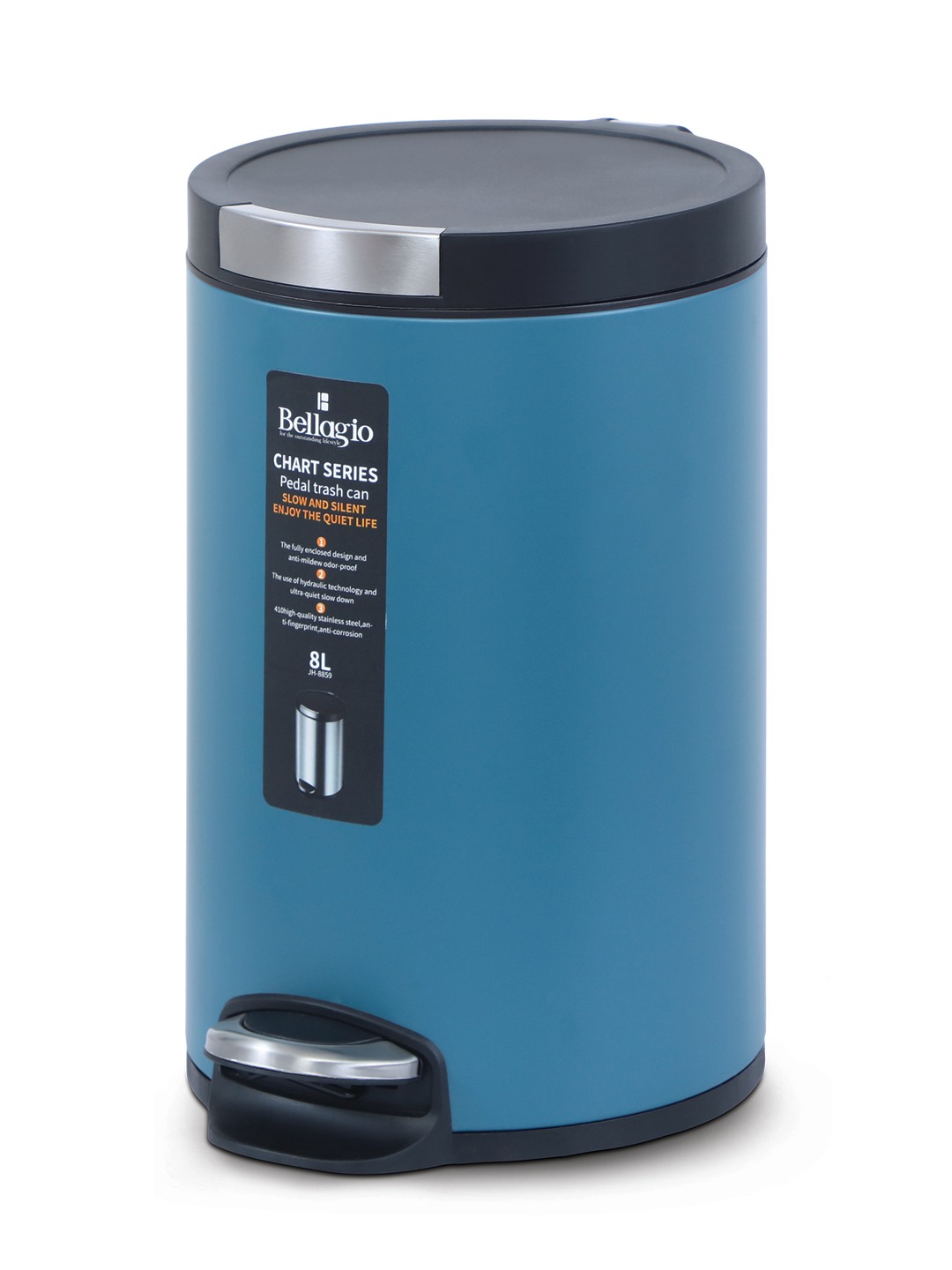 Bellagio Lavender Blue 5L Dustbin 410High-Quality Stainless Steel Pedal Trash Can/DustBin With Plastic Bucket