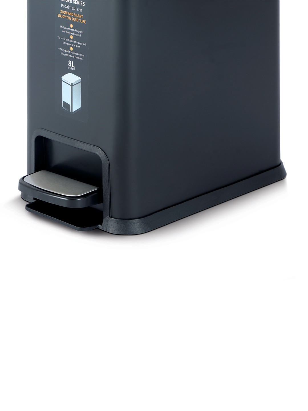 Bellagio Titanium Grey 8L Dustbin 410High-Quality Stainless Steel Pedal Trash Can/DustBin With Plastic Bucket (SLOW AND SILENT ENJOY THE QUIET LIFE)