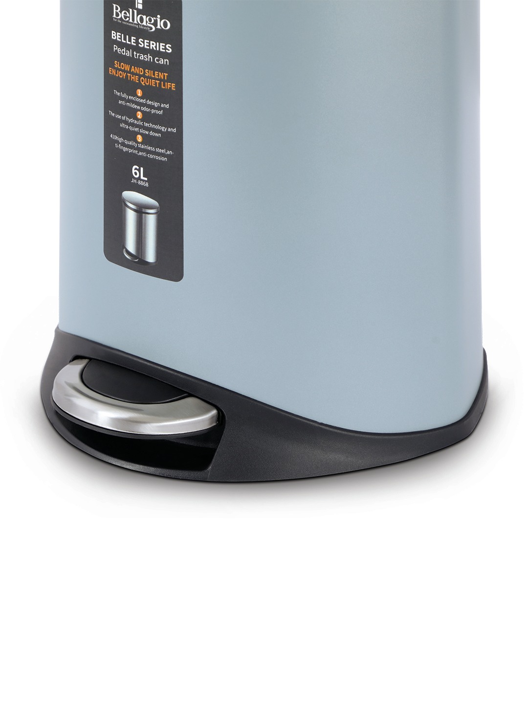Bellagio Light Grey 6L Dustbin 410High-Quality Stainless Steel Pedal Trash Can/DustBin With Plastic Bucket