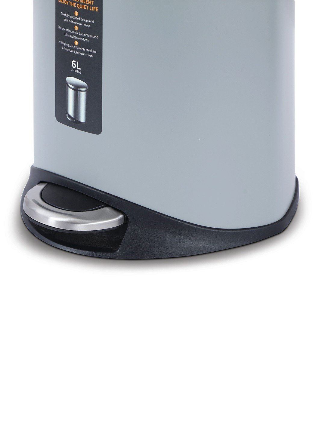 Bellagio Titanum Grey 6L Dustbin 410High-Quality Stainless Steel Pedal Trash Can/DustBin With Plastic Bucket