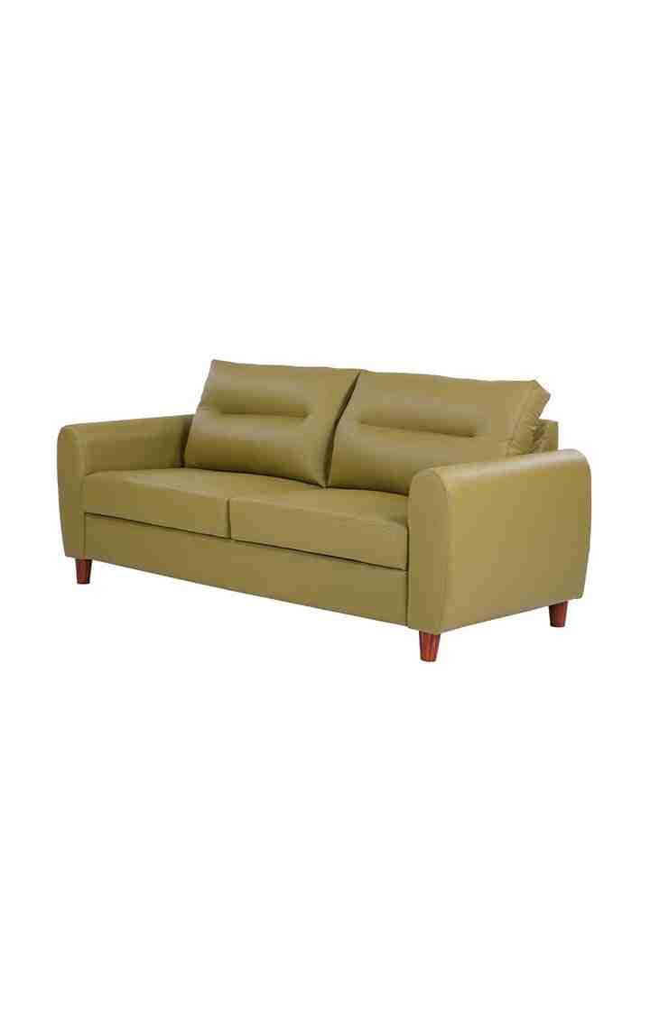 neudot Scott Sofa for Living Room |3 Persons Sofa|Premium Leatherette with Cushioned Armrest | Solid Wood Frame|3 Seater in Misty Green Color