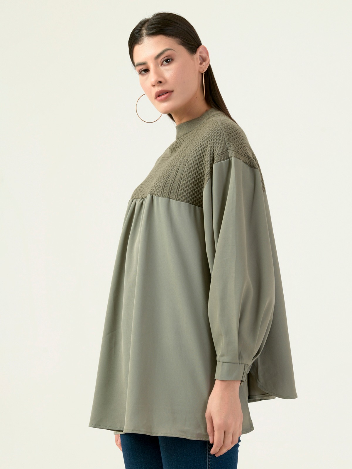 Albion Women Smart Premium Green Blouson Top