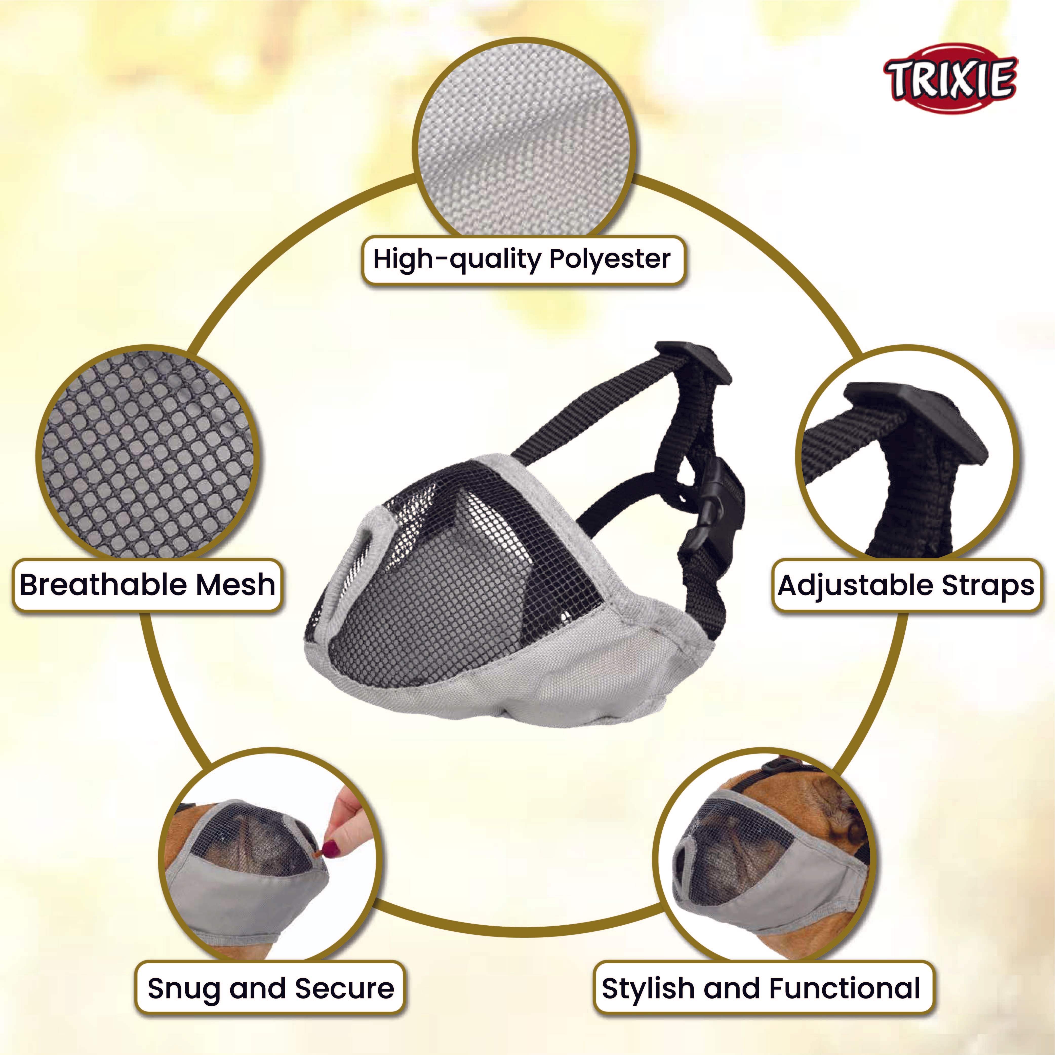 Trixie Polyester Muzzle for Short-Nosed Breeds - Small - Grey