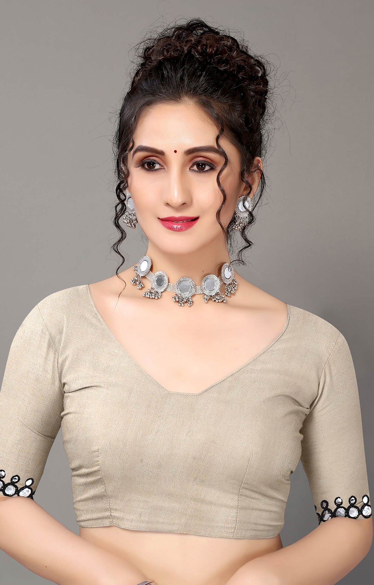 Women Black Solid Georgette Saree with Mirror Work Border - HA_VASTRA_BLCK