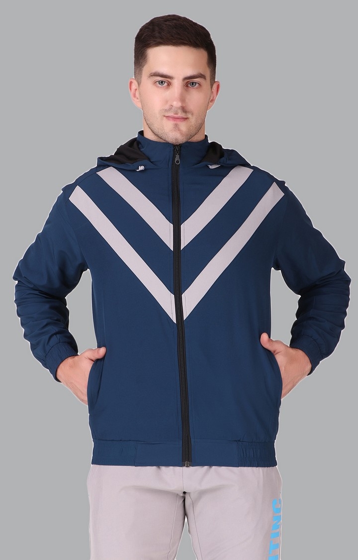 Fitinc | Men's Blue Polycotton Striped Activewear Jackets