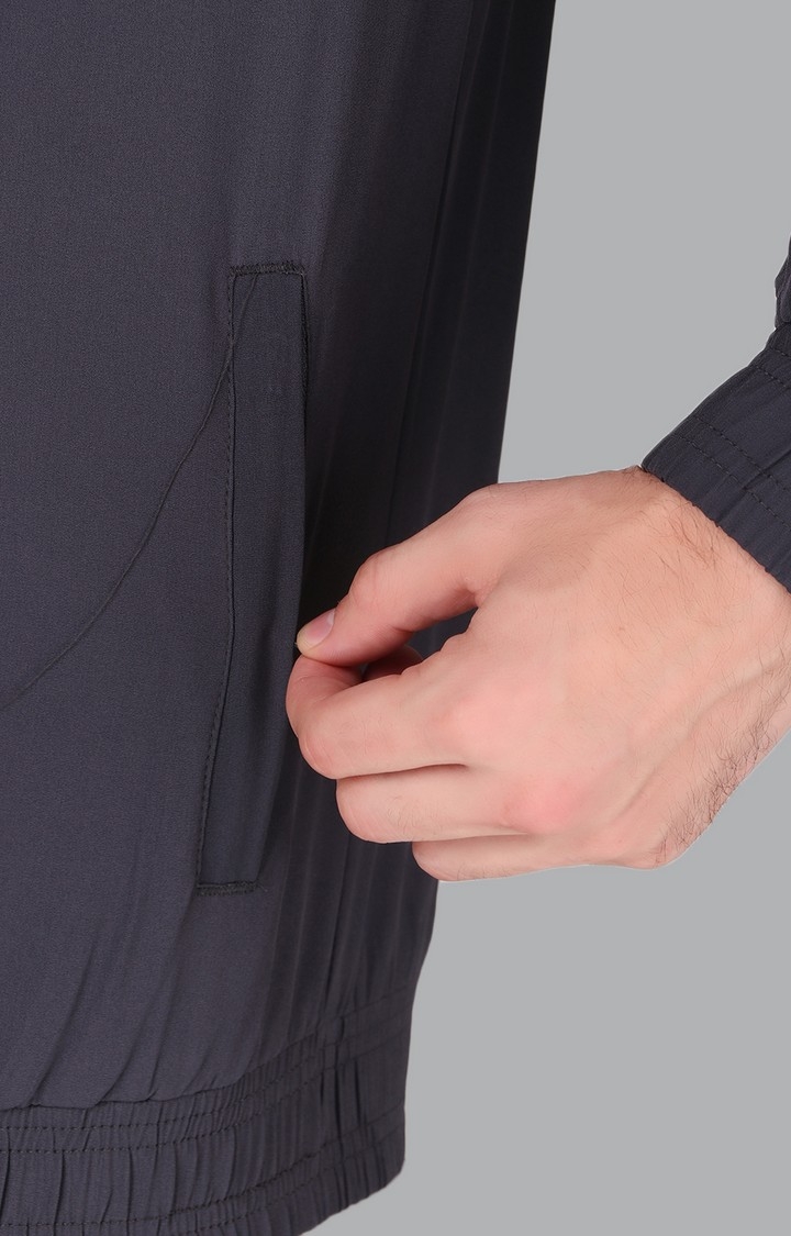 Fitinc | Men's Dark Grey Polycotton Striped Activewear Jackets 3