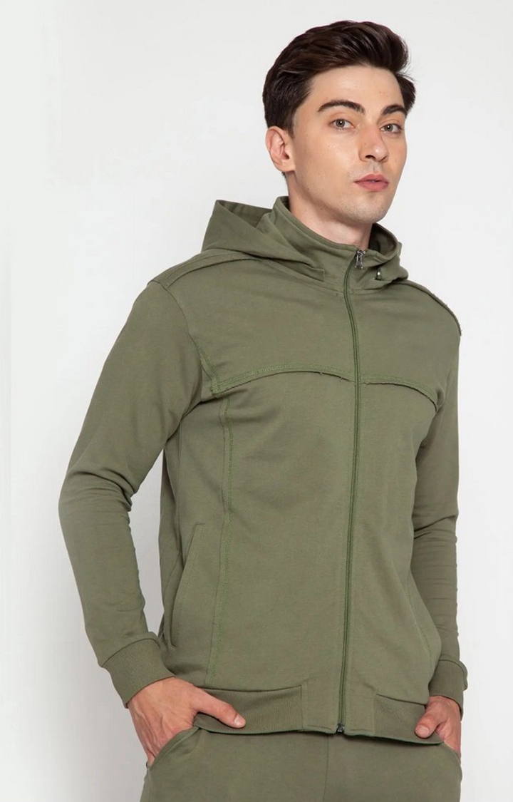 Olive Green Removable Hooded Jacket