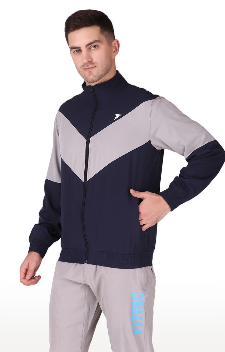 Fitinc | Men's Navy Blue Polycotton Colourblock Activewear Jackets 2