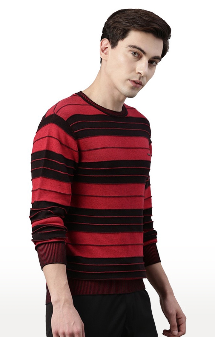 Men's Red Cotton Melange Sweaters