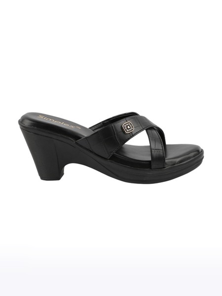 Women's Black Slip on Synthetic Block Heels