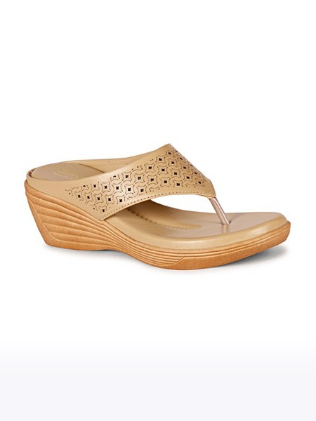 Women's Beige Slip on Synthetic Wedges