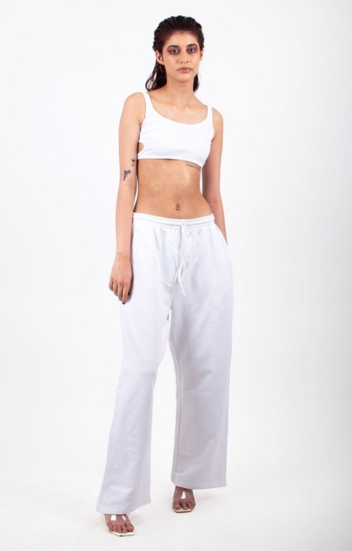 Women's White Terry Casual Pants