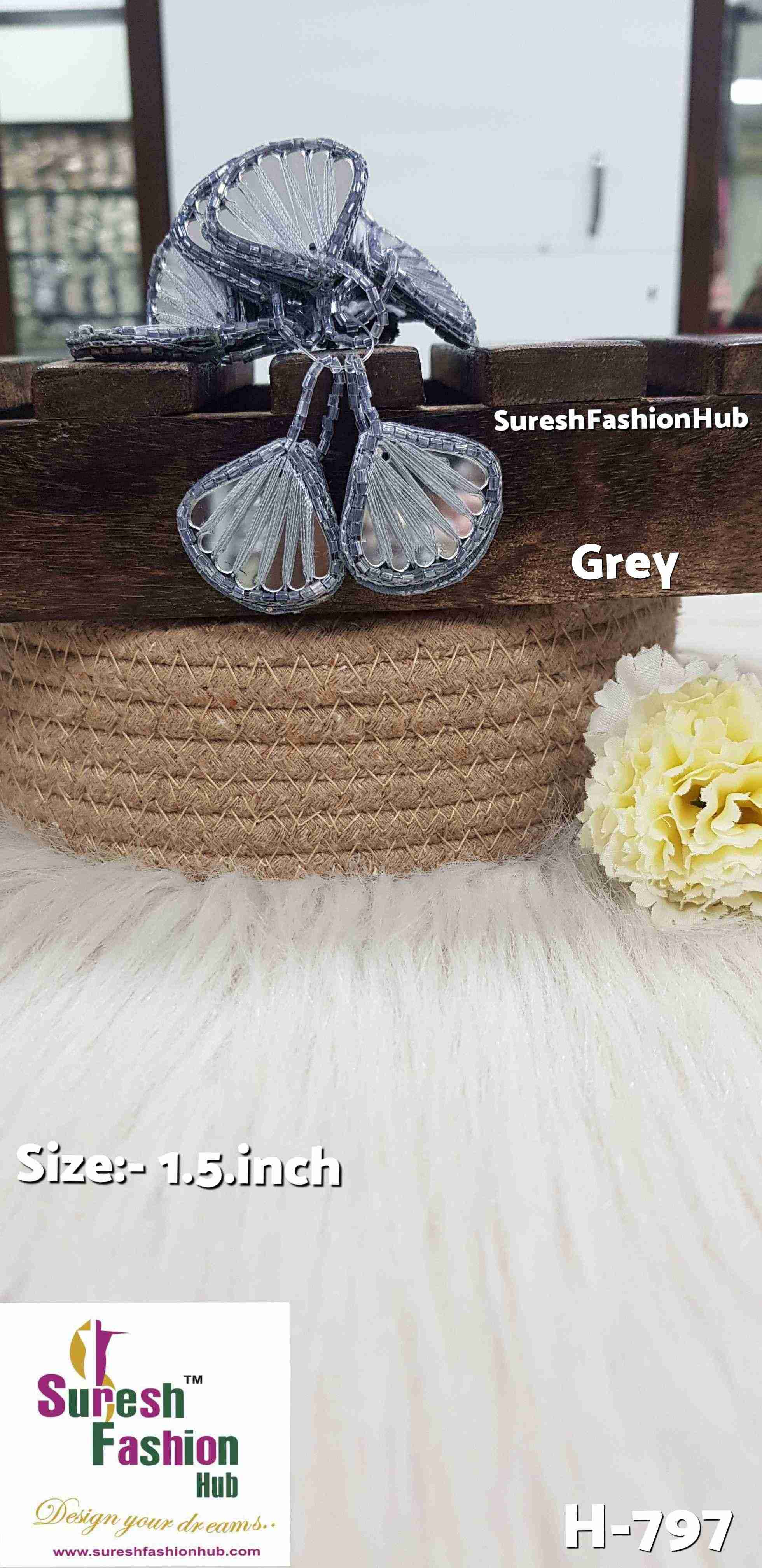 Elegant Mirror Thread  Grey Tassels