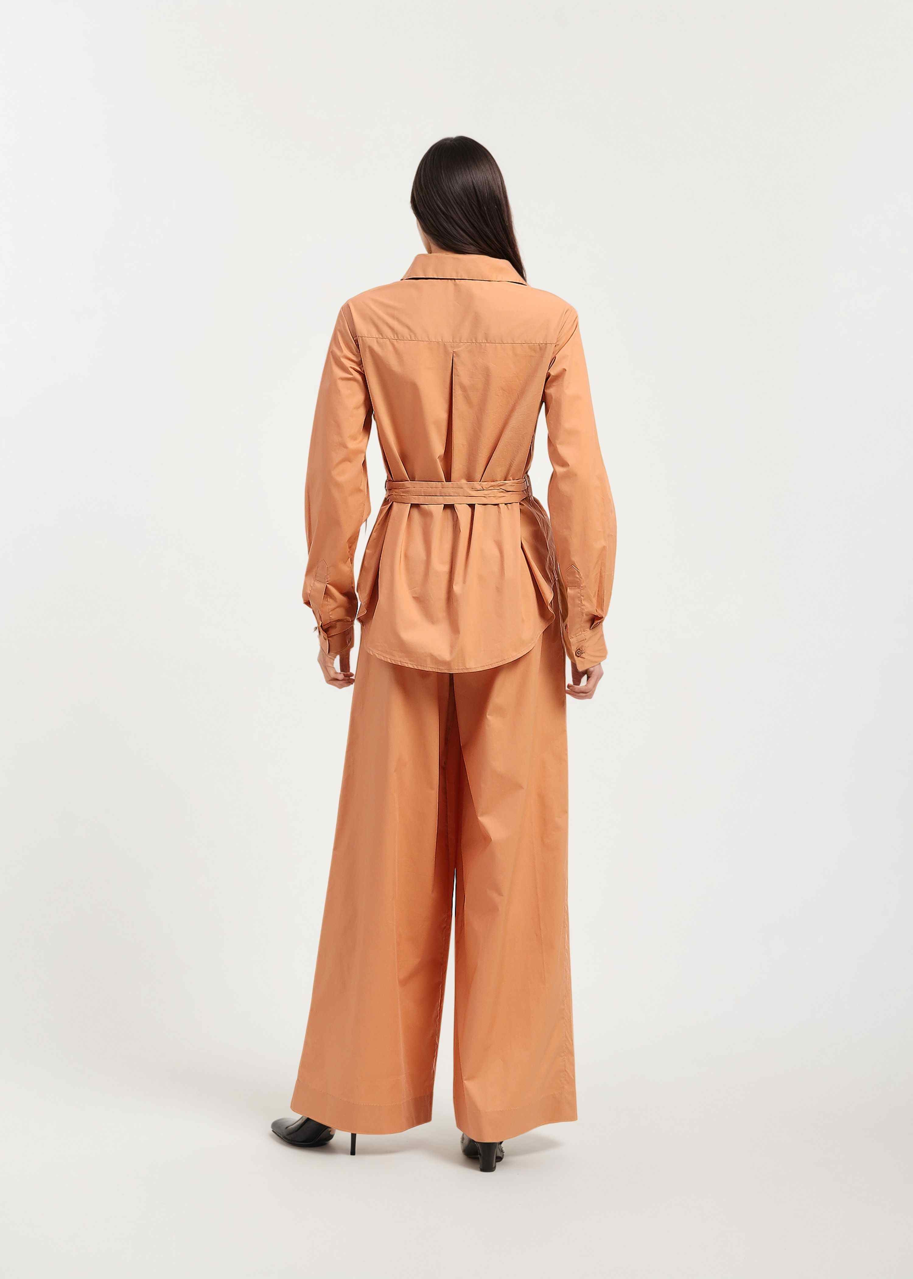 AKOK Orange Cotton Panelled Shirt and Trouser Co-ords