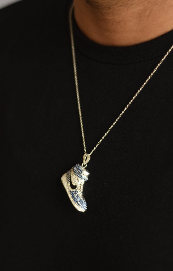 Unisex Blue Jordan Pendant With Chain - 925 Pure Silver