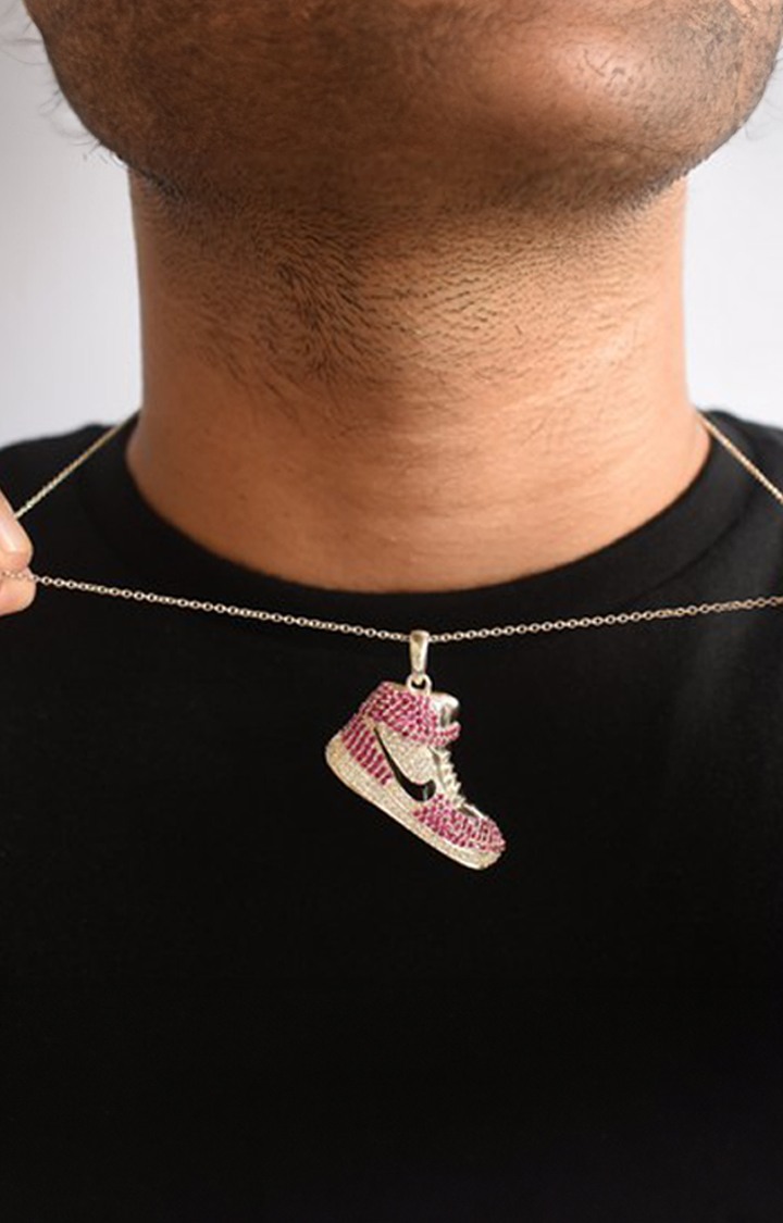 Unisex Pink Jordan Pendant With Chain - 925 Pure Silver