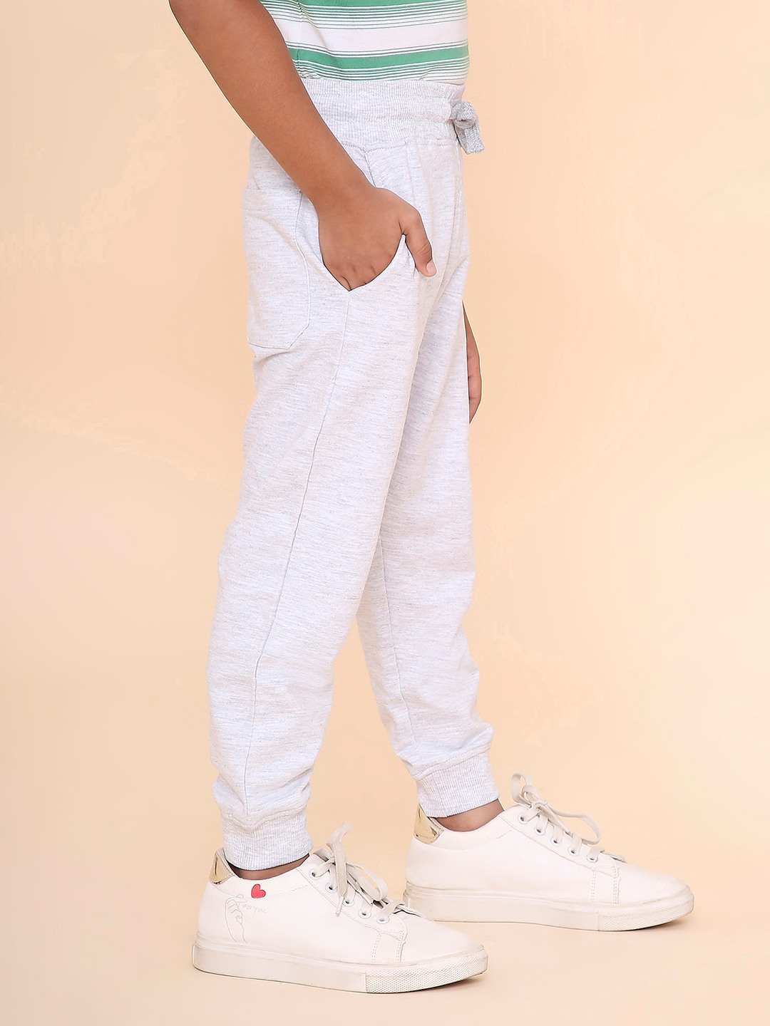 Boys Solid Sweatpant-Grey