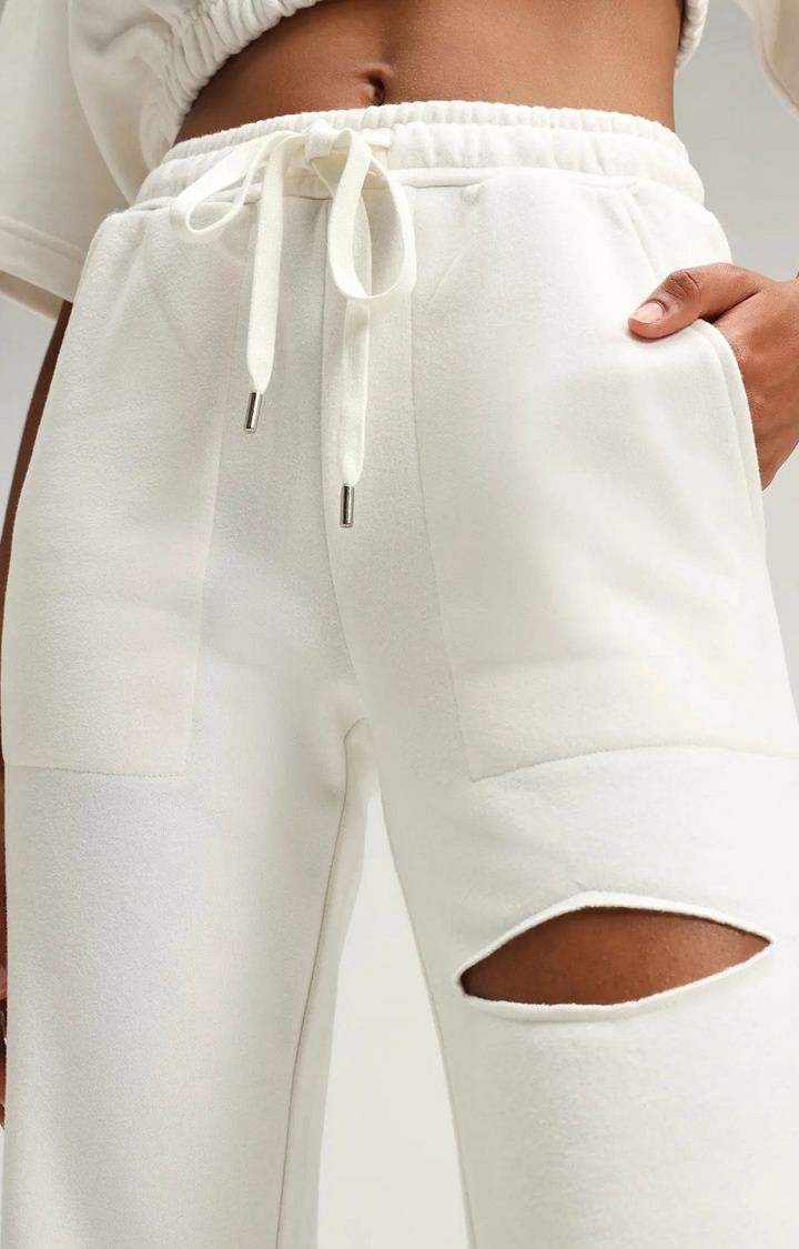 Arctic White Straight Leg Slit Joggers