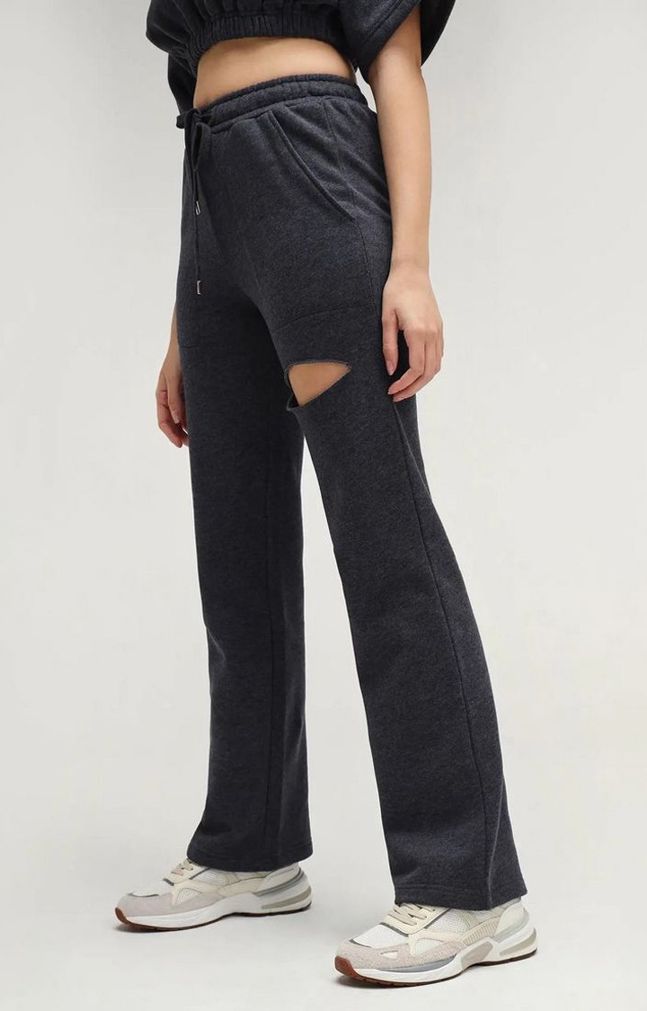 Berlin Grey Straight Leg Slit Joggers
