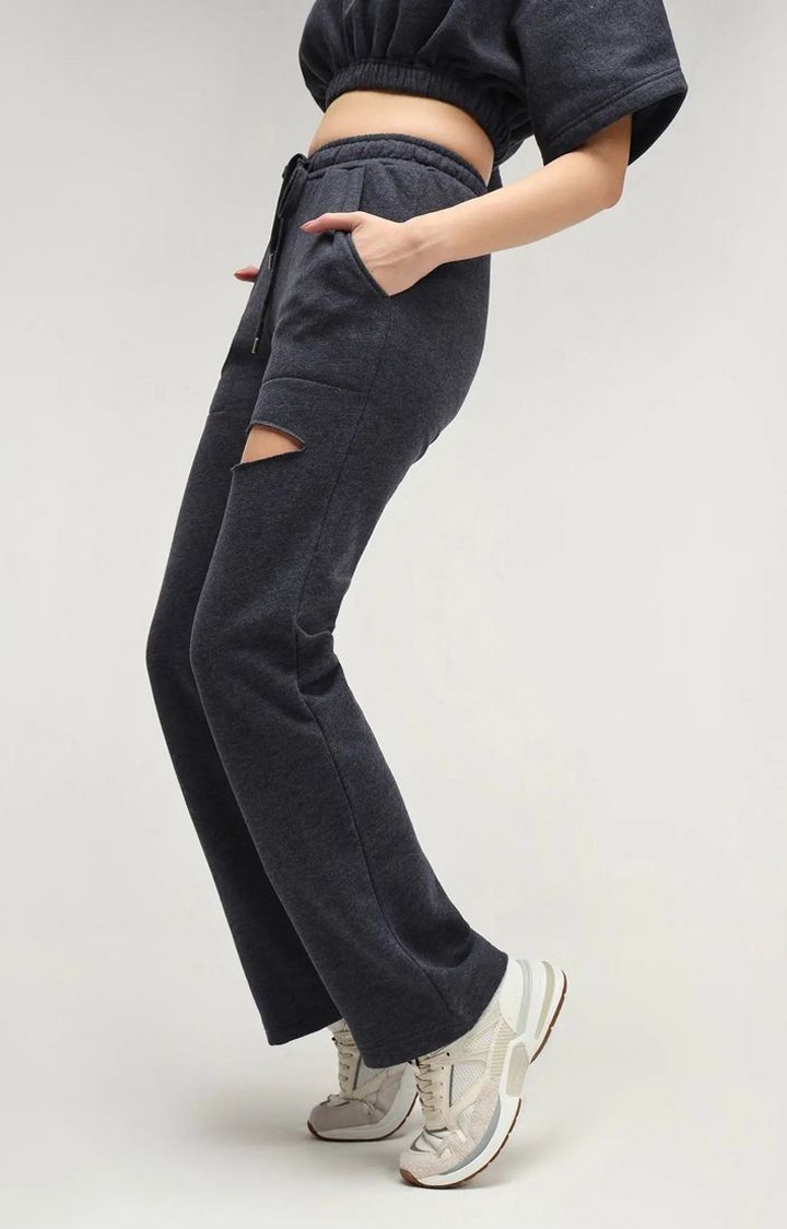 Berlin Grey Straight Leg Slit Joggers