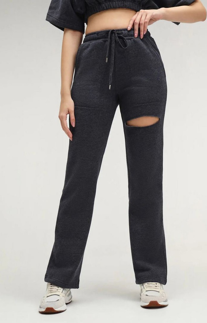 Berlin Grey Straight Leg Slit Joggers