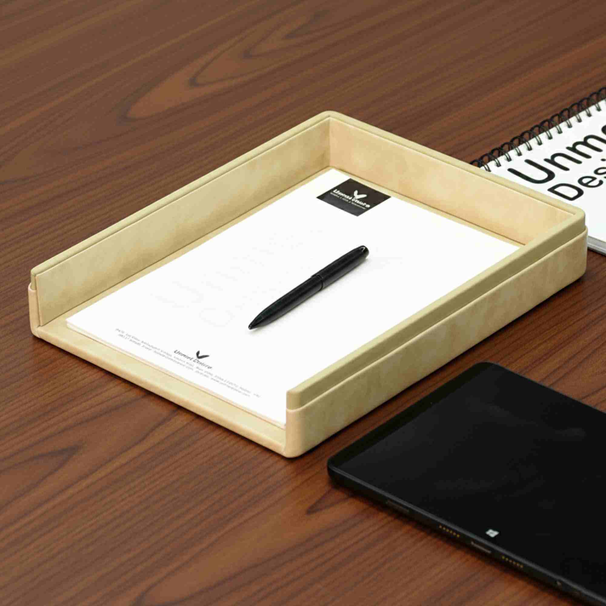 A4 Paper Tray / Letter Tray | Faux Leather | Moderno | Cream