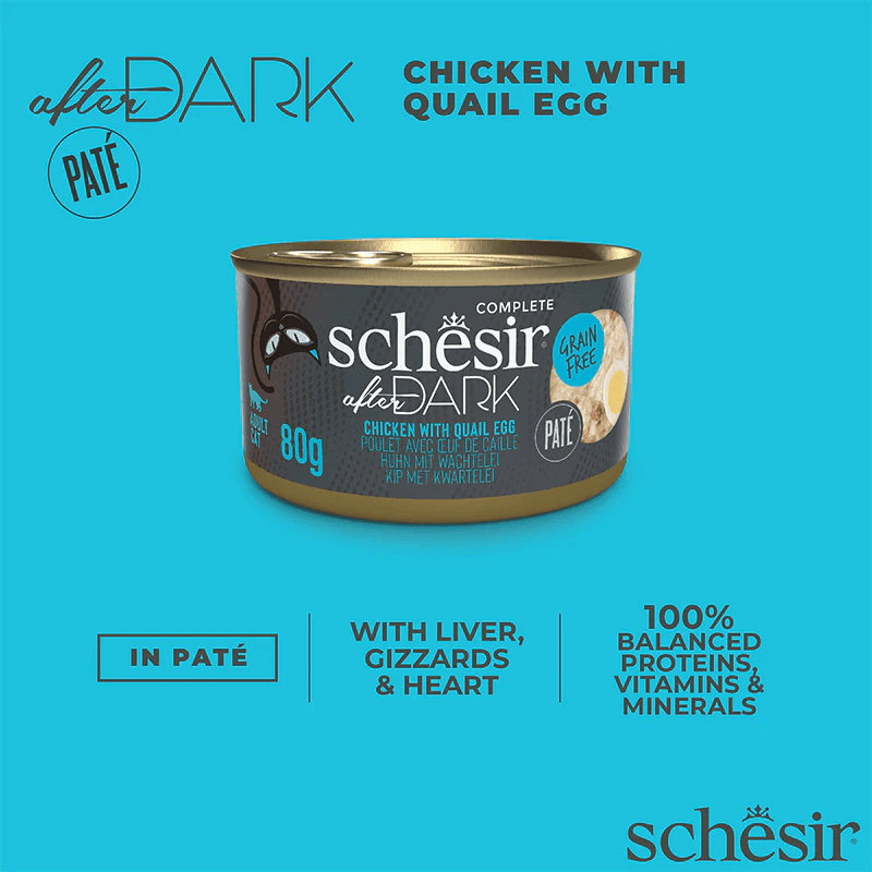 Schesir After Dark Cat Pate Chicken and Quail Egg, 80g