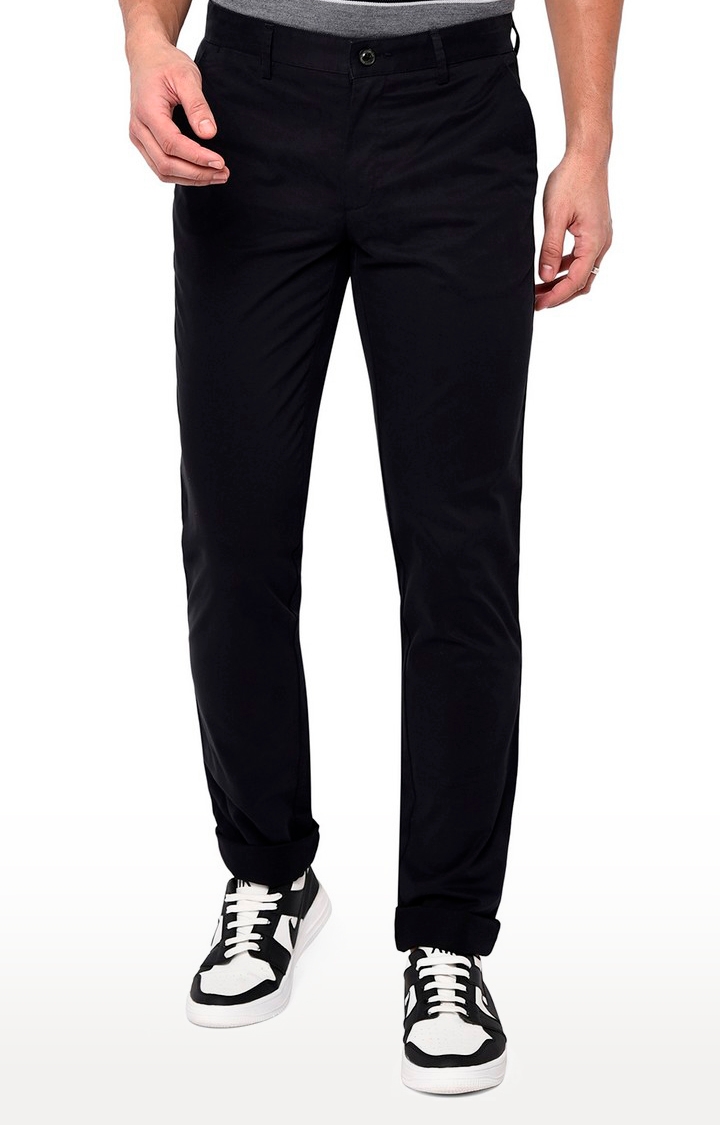 JadeBlue | JBCT200/5,BLACK (NOS) Men's Black Cotton Solid Trousers 0