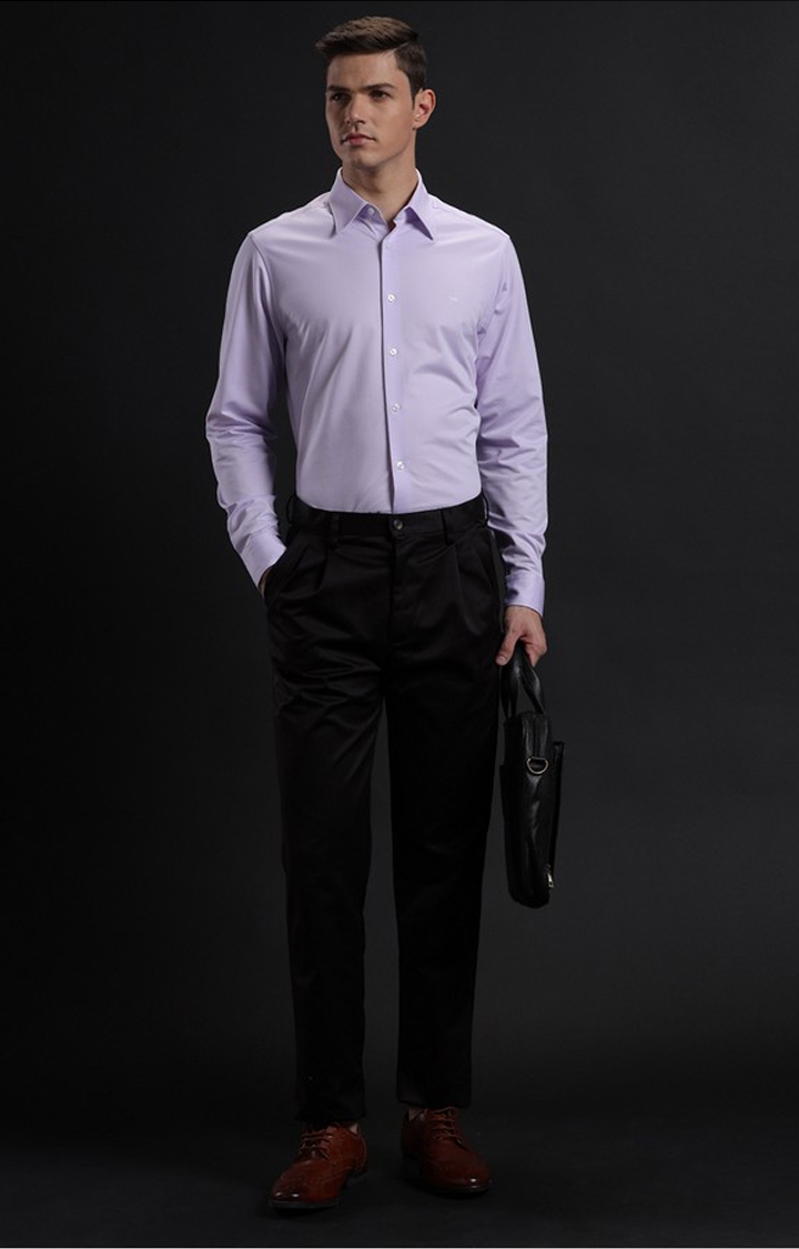 Men's Purple Cotton Solid Formal Shirt