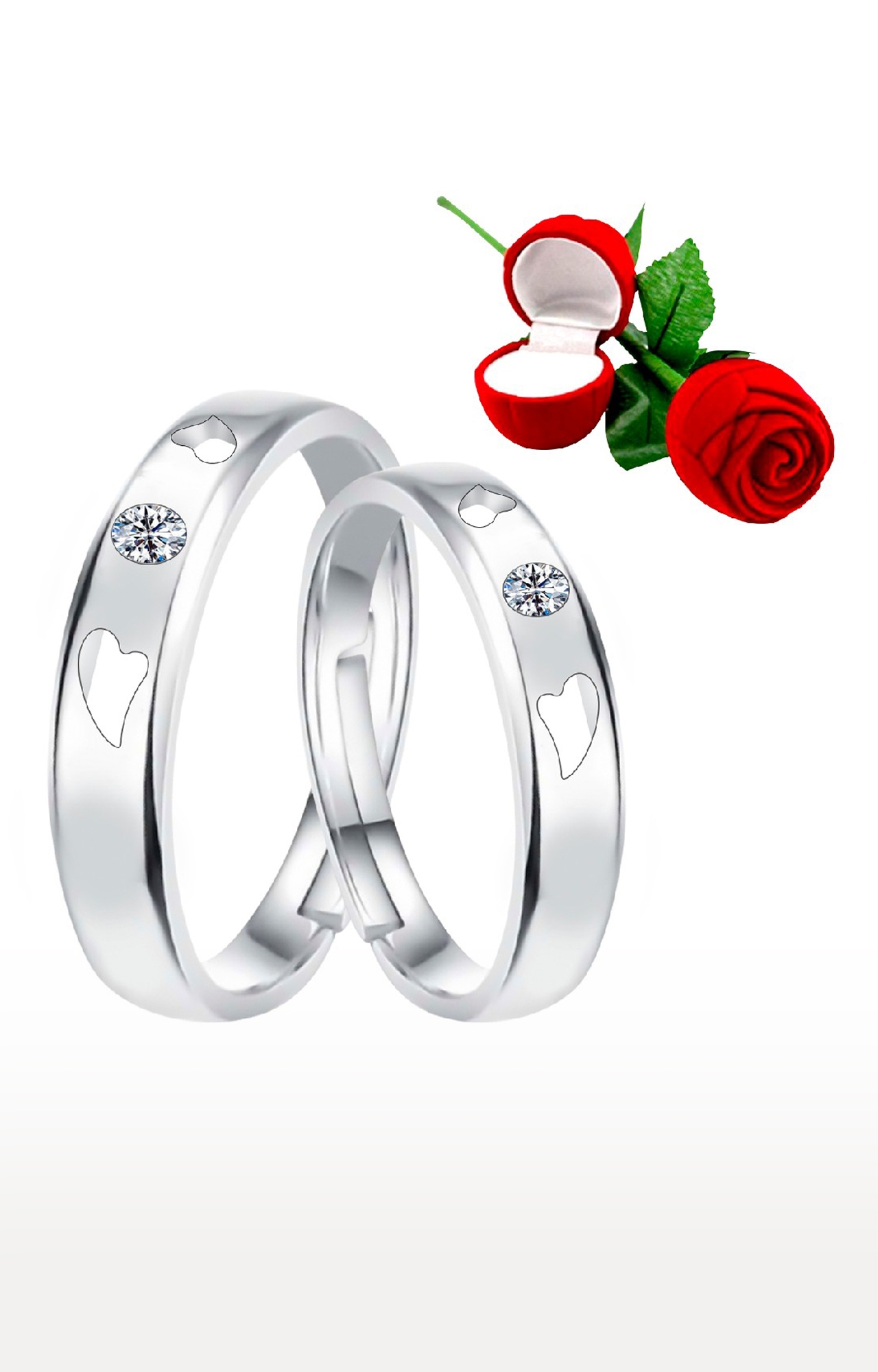 Be Mine Forever CZ Couple Promise Rings Set - Eleganzia Jewelry