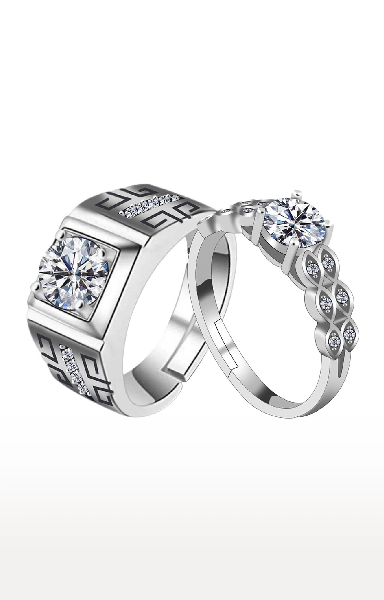 Buy Anushka Sharma Silver Minimal Couple Rings Online in India | GIVA