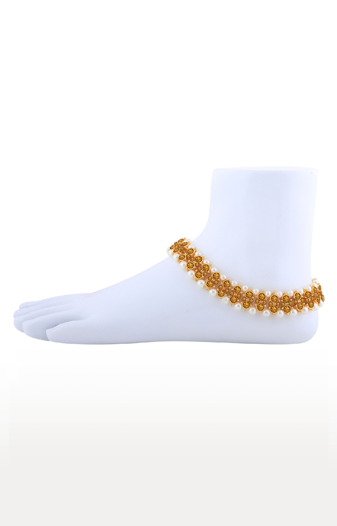 SILVER SHINE |  Gold plated Attractive Designer kundan Anklet for Women And Girl 1