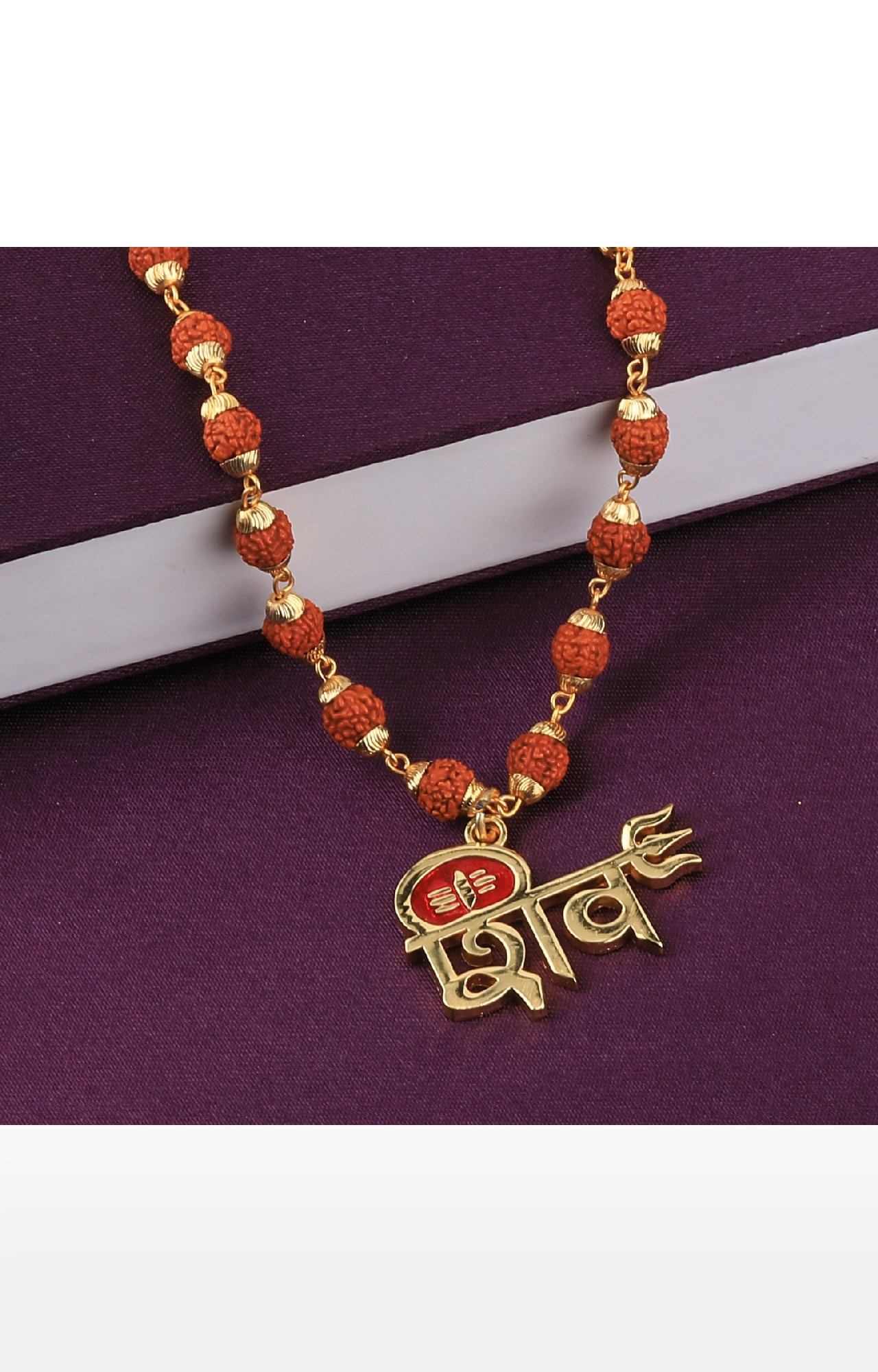 SILVER SHINE | Attractive Gold Plated Shiv Rudraksha Pendant Mala for Men and Women 1