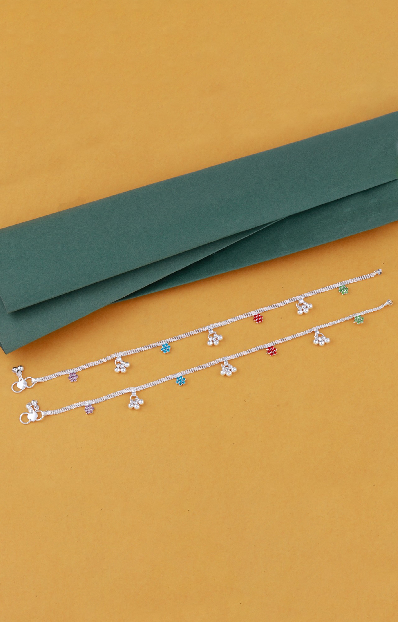 SILVER SHINE |  Silver Plated Delicated Multi Color Ghungroo Payal Anklet for Women And Girl. 1