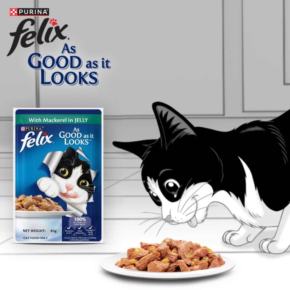 Purina Felix Mackerel in Jelly Wet Cat Food - 85gm