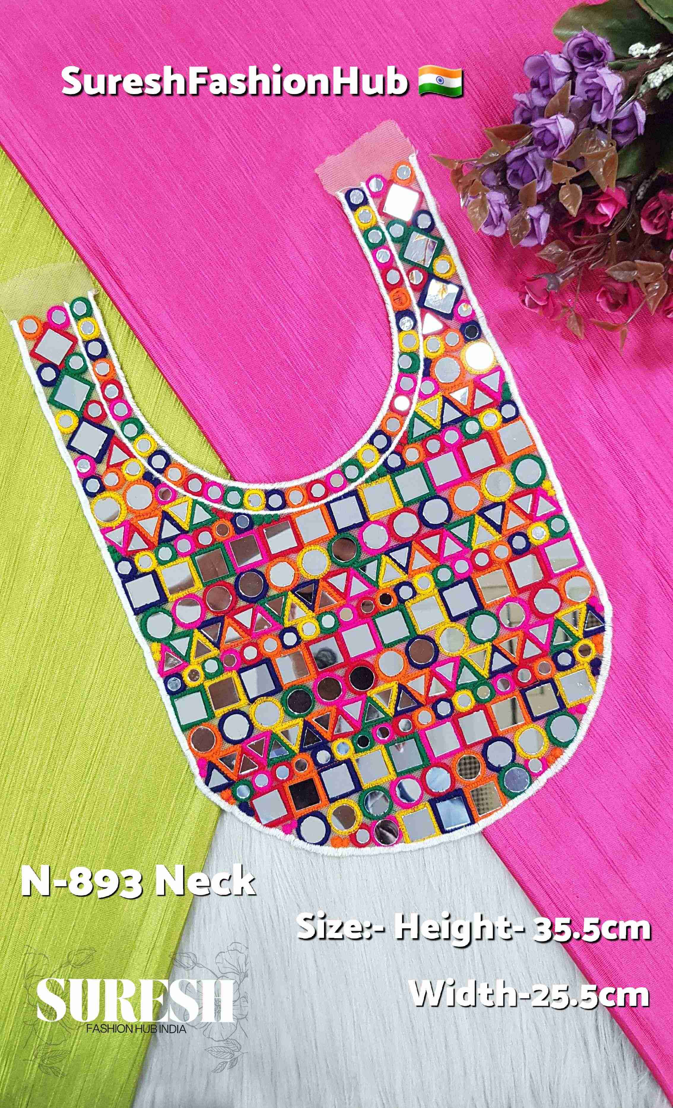 Navratri Spark Multi-Thread Mirror Neck Design – N-893