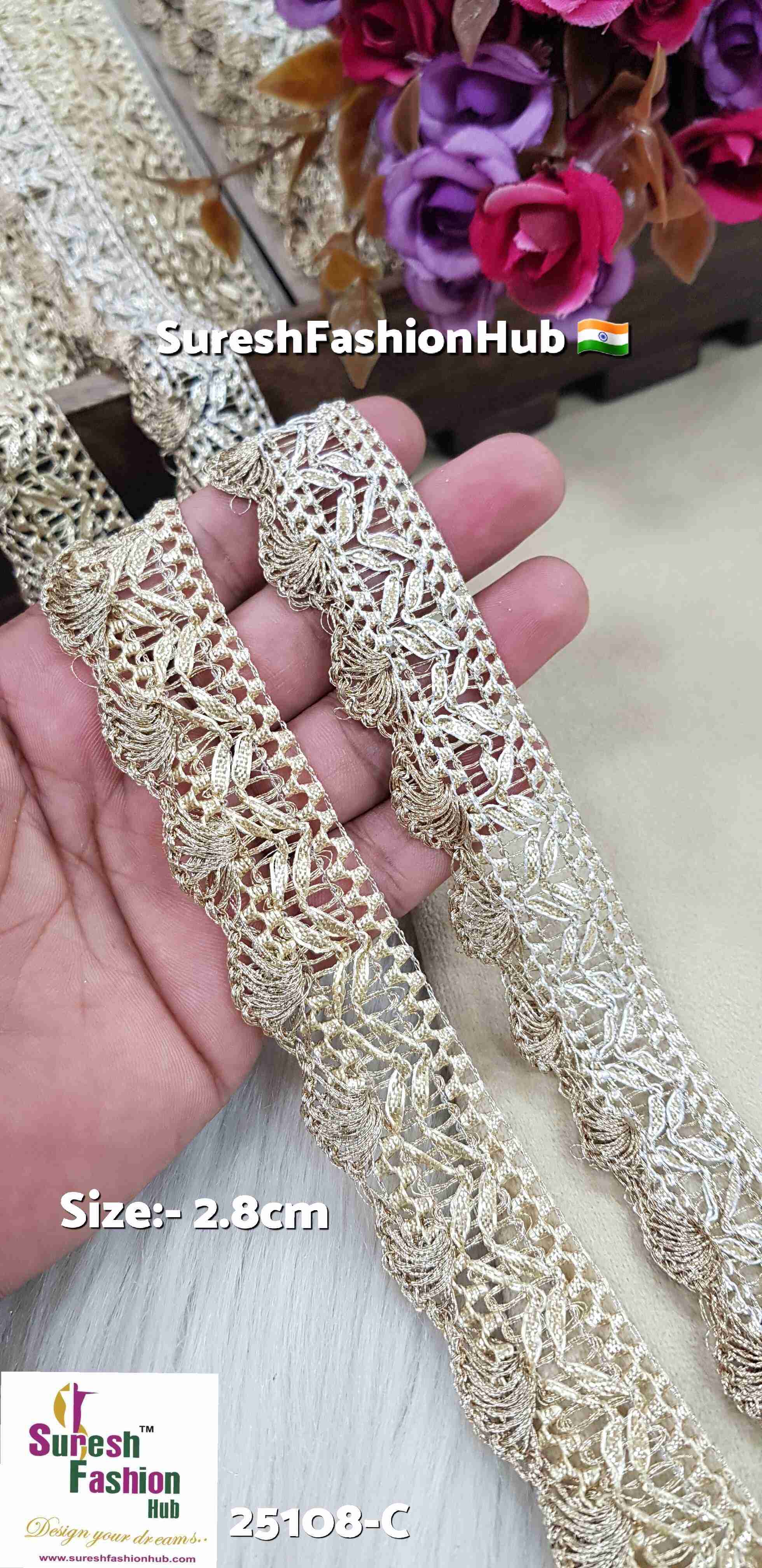 Light Pearl Jhalar Gota & Zari Lace