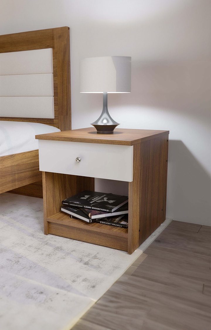 neudot Dallas BST Engineered Wood Side Table - Leon Teak (DIY)