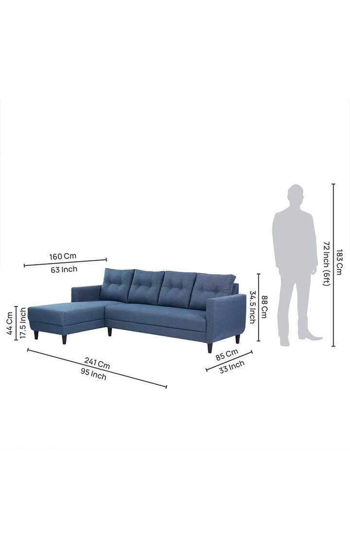 neudot Aria 6 Seater RHS Sectional Sofa in Earth Blue Colour