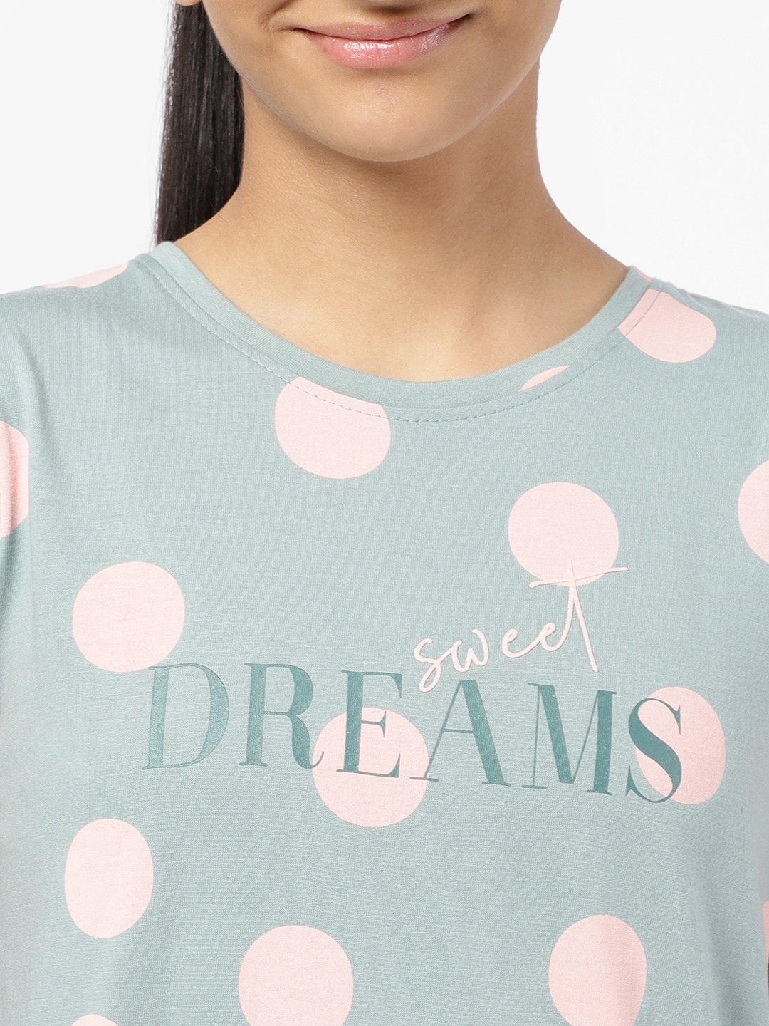 Sweet Dreams | Sweet Dreams Girl's Green Printed Round neck Sleevless S/L NIGHTY 5