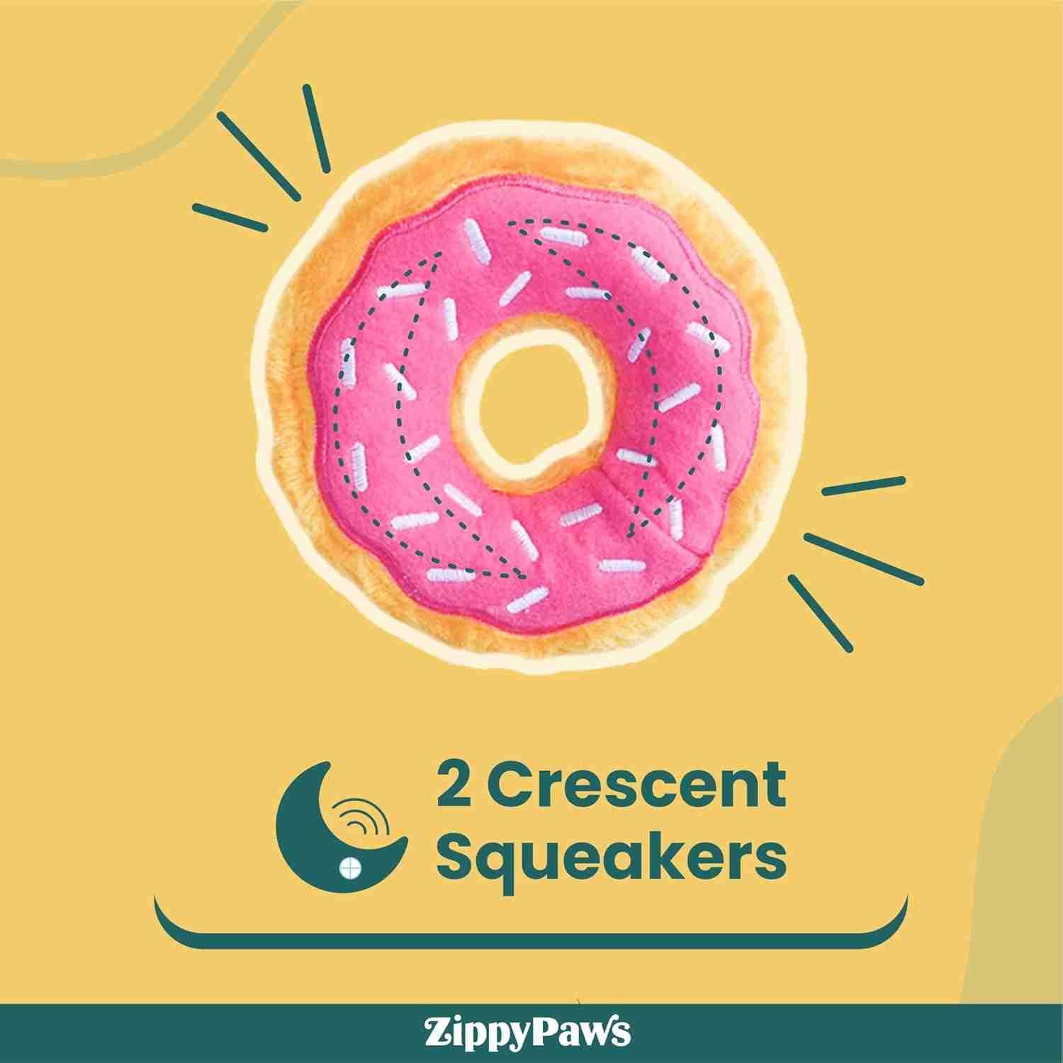 Zippy Paws Junior Donutz Dog Toy, Strawberry