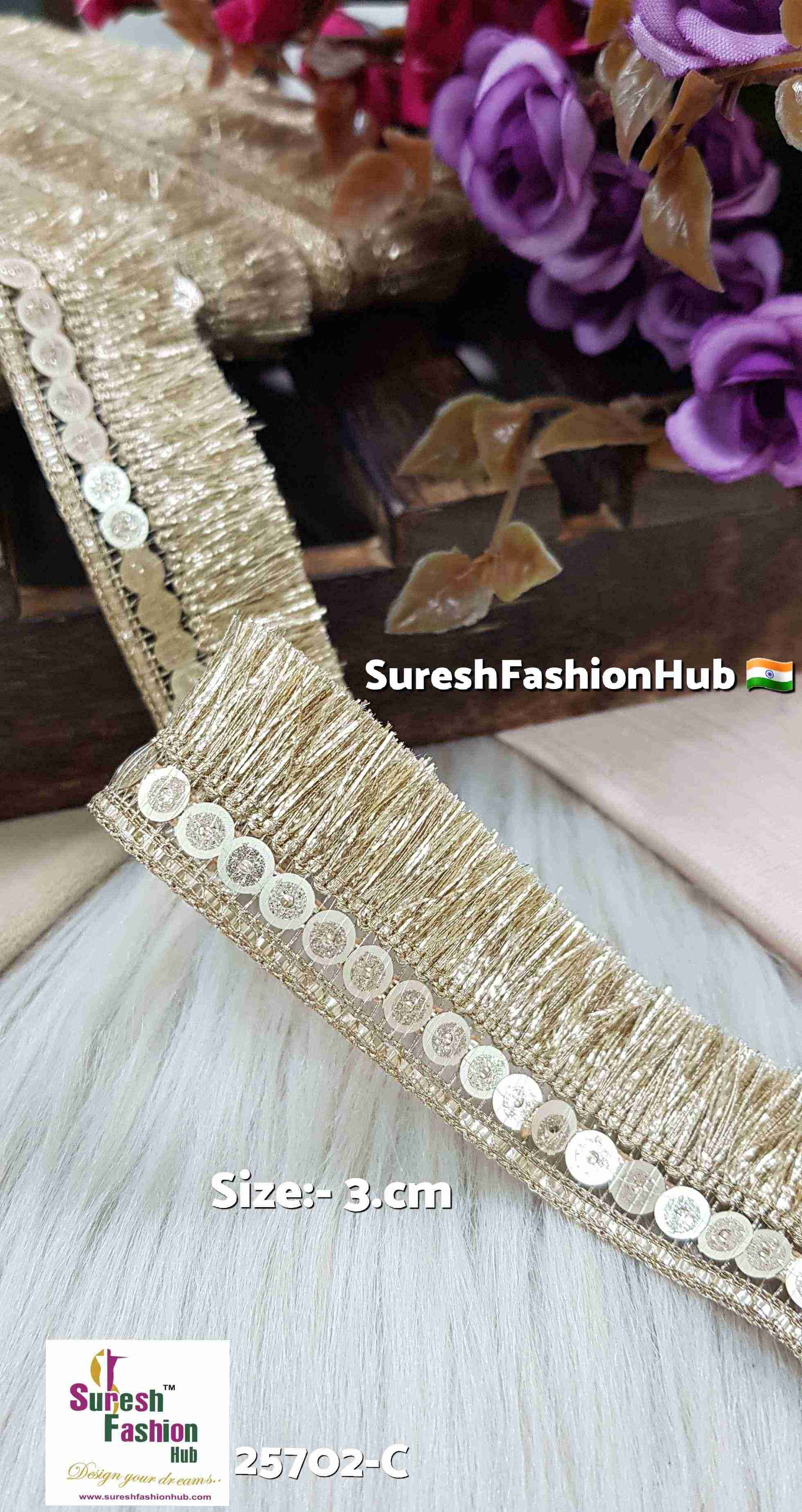 Pearl Badla Sequence Jhalar Lace
