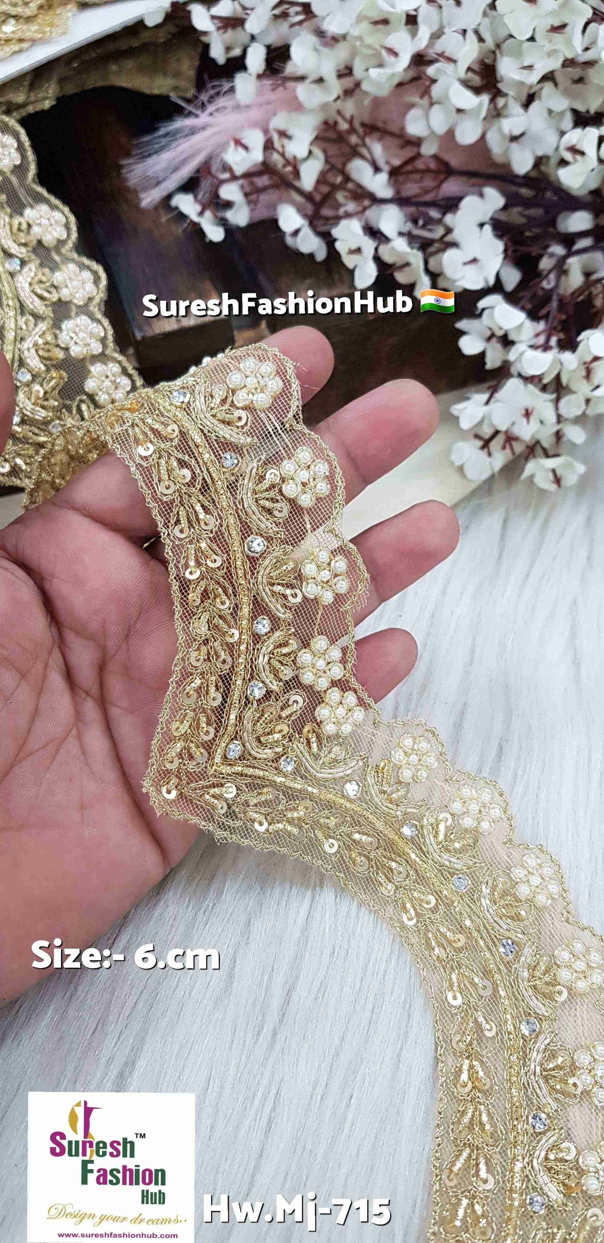 Golden Bloom Scalloped Zardosi Lace